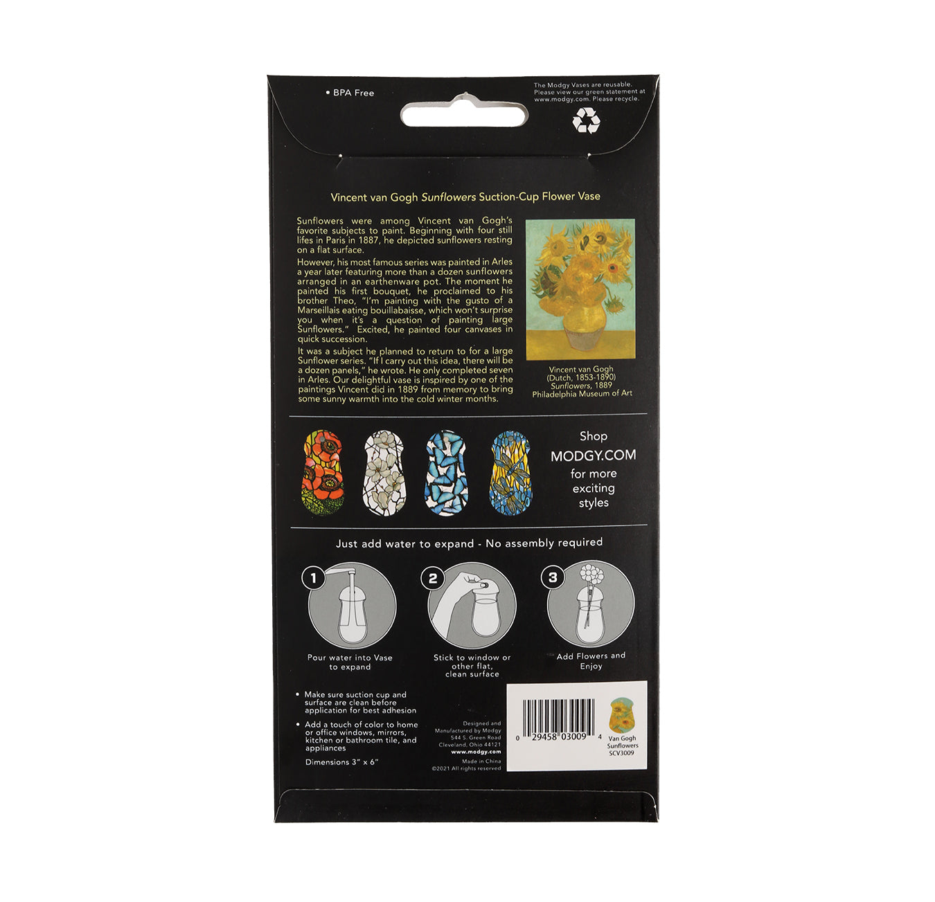 Van Gogh "Sunflowers" Suction Cup Bud Vase - Chrysler Museum Shop