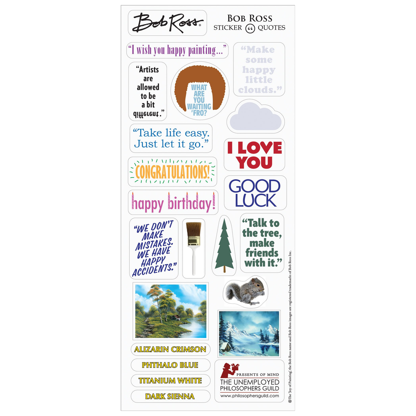 Bob Ross Die-Cut Note Card with Stickers - Chrysler Museum Shop
