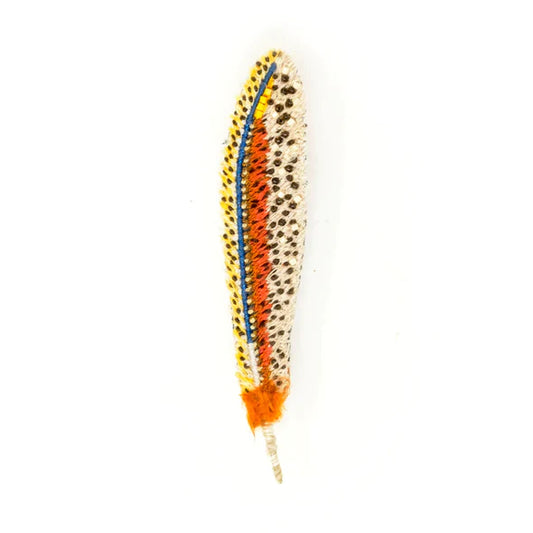 Spotted Plume Feather Embroidered Brooch