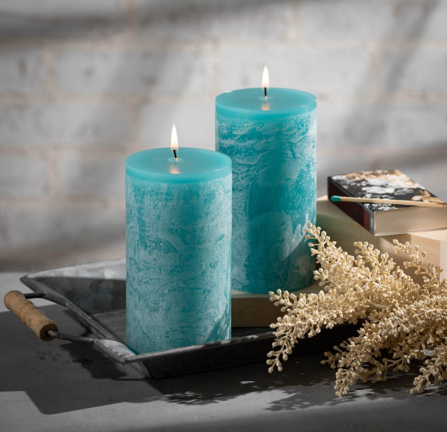 Timber Pillar Candles: Sea Glass - Chrysler Museum Shop