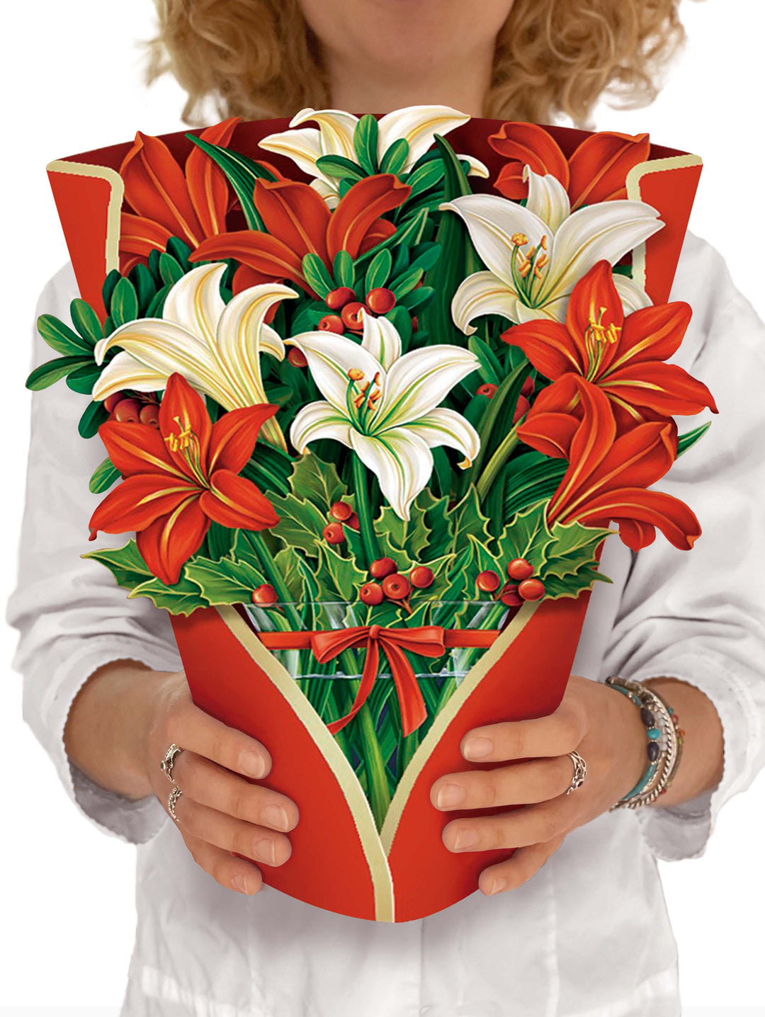 FreshCut Paper Pop-Up Red Amaryllis Bouquet