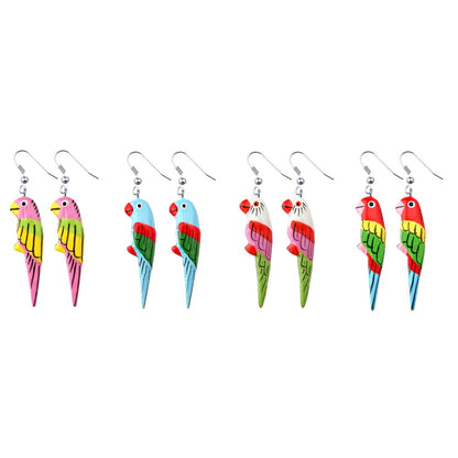 Wood Parrot Earrings