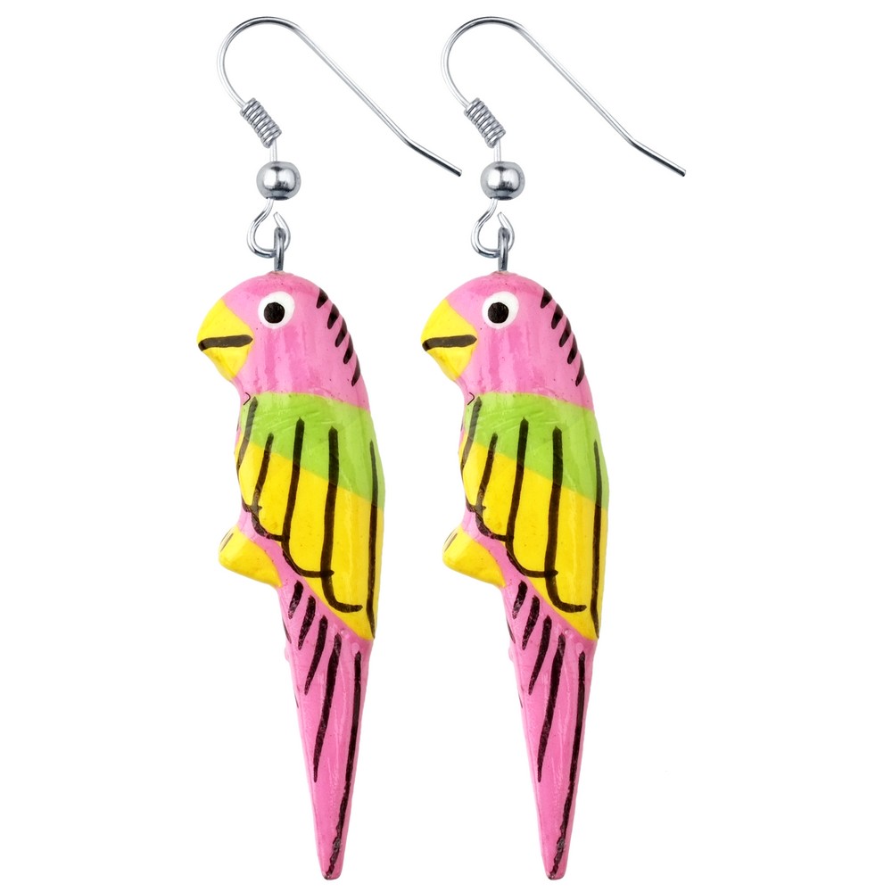 Wood Parrot Earrings