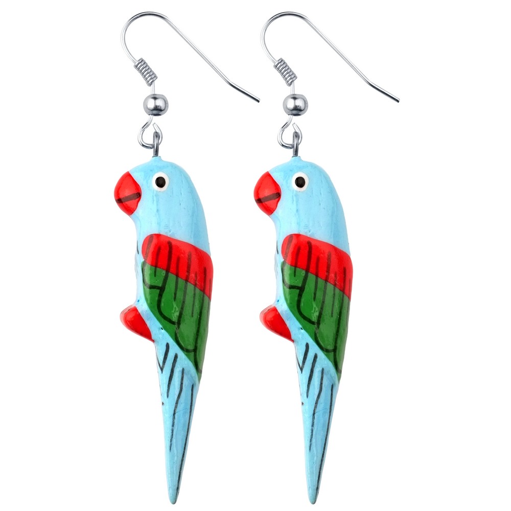 Wood Parrot Earrings