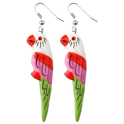 Wood Parrot Earrings