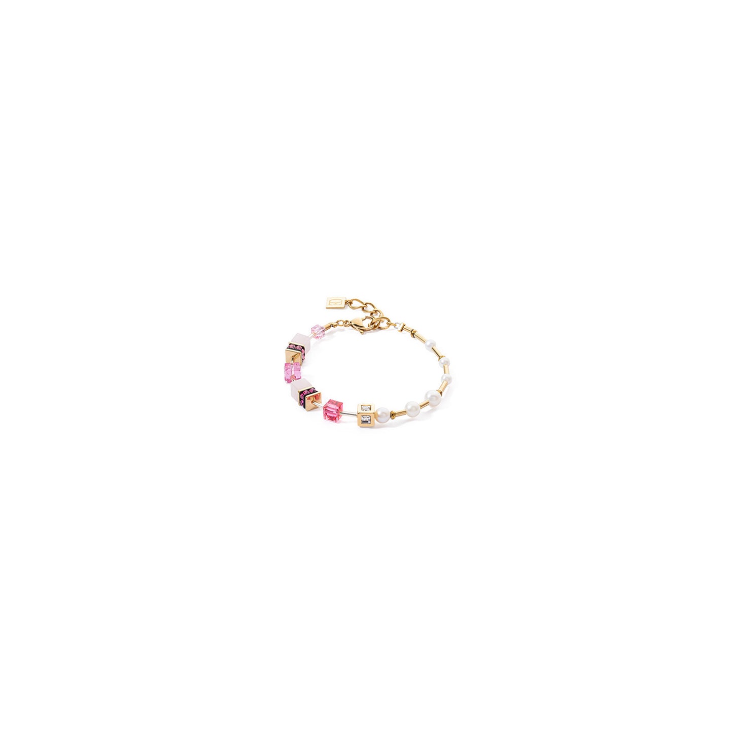 GeoCUBE® Bracelet: Pink & Gold with Pearls