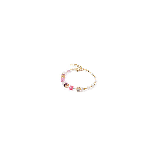 GeoCUBE® Armband: Pink &amp; Gold mit Perlen