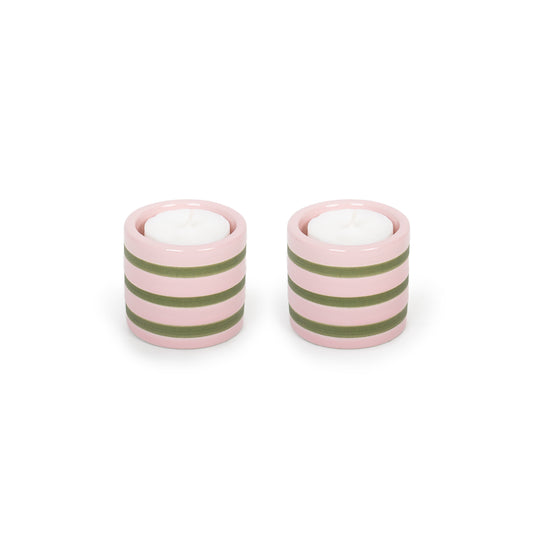 Pair of Striped Ceramic Candle Holders (Harmony) - Chrysler Museum Shop