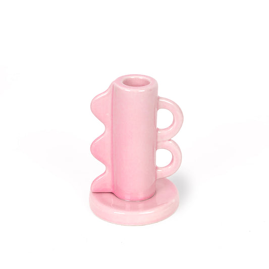 Vintage Double Handle Taper Candle Holder (Pink) - Chrysler Museum Shop