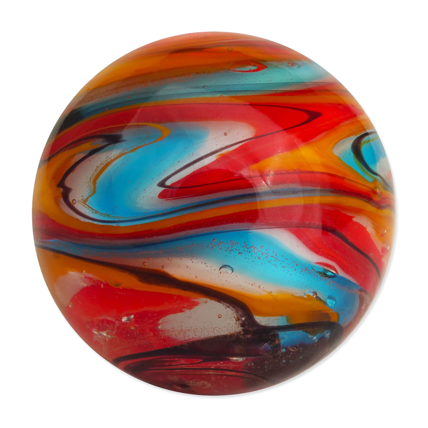 Colorful marbled sphere on a white background
