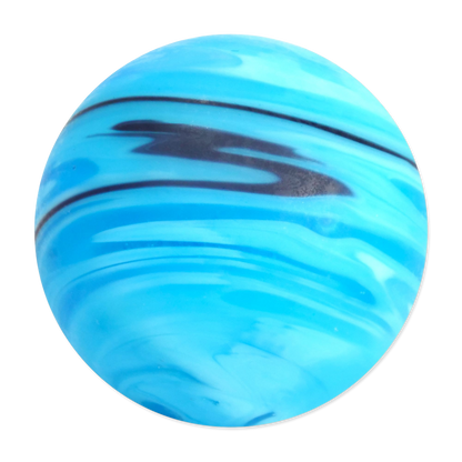 Blue and black marbled sphere on a white background