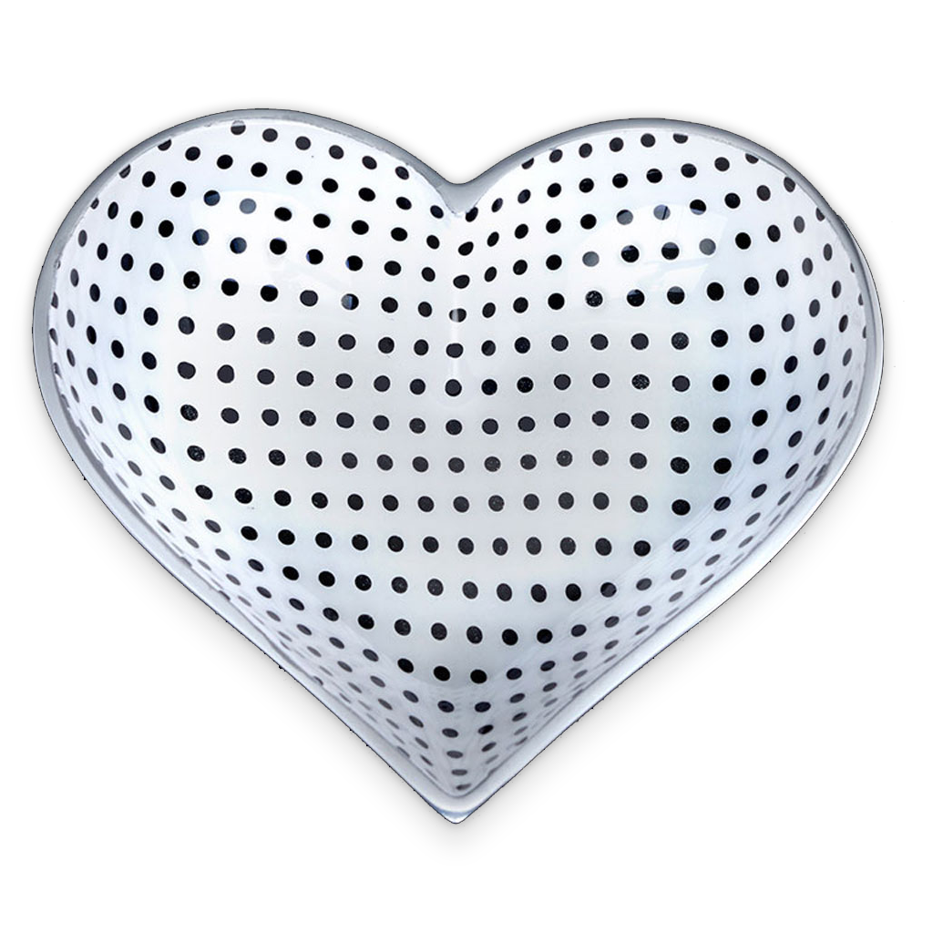 Mini Happy Heart Dish: Black Polka Dots - Chrysler Museum Shop