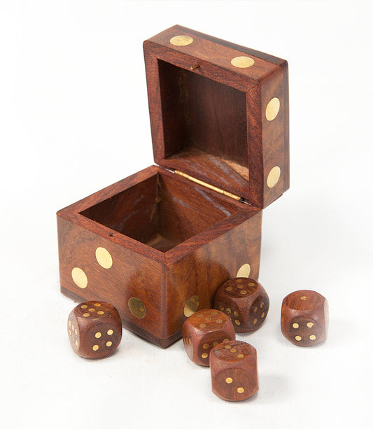 Handcrafted Dice Box with 5 Dice