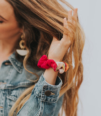 Set of 2 Upcycled Sari Fabric Hair Scrunchies