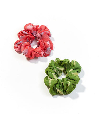 Set of 2 Upcycled Sari Fabric Hair Scrunchies - Chrysler Museum Shop