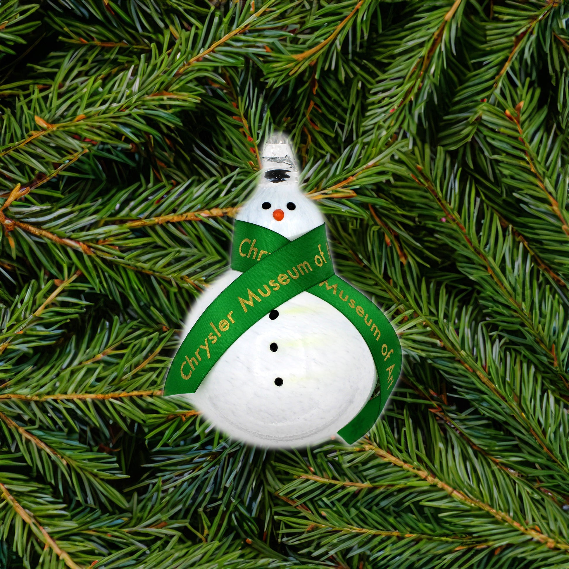 Chrysler Snowperson Ornament by Kelsey Finnie Glass - Chrysler Museum Shop