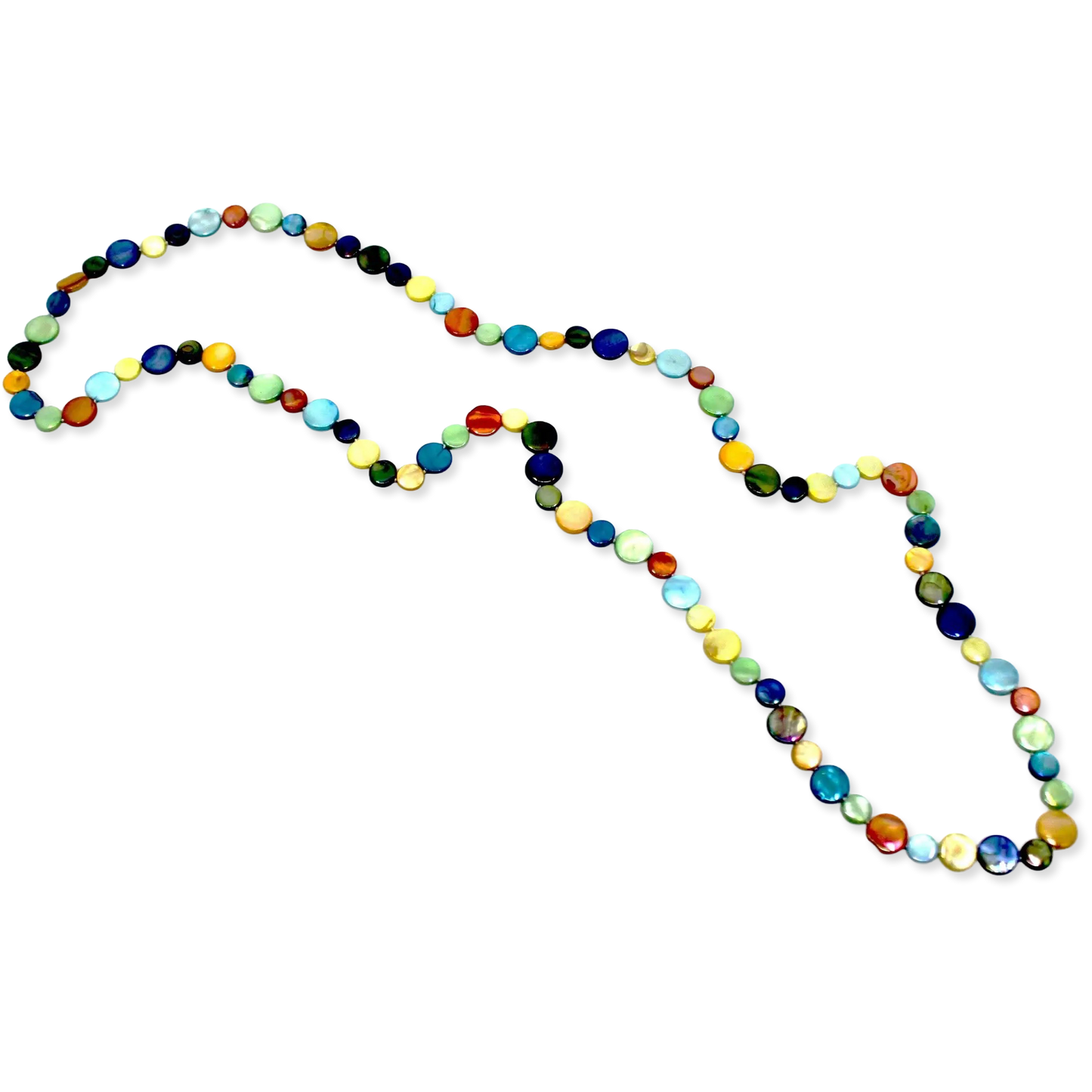 Strand of multi-colored mother-of-pearl beads.