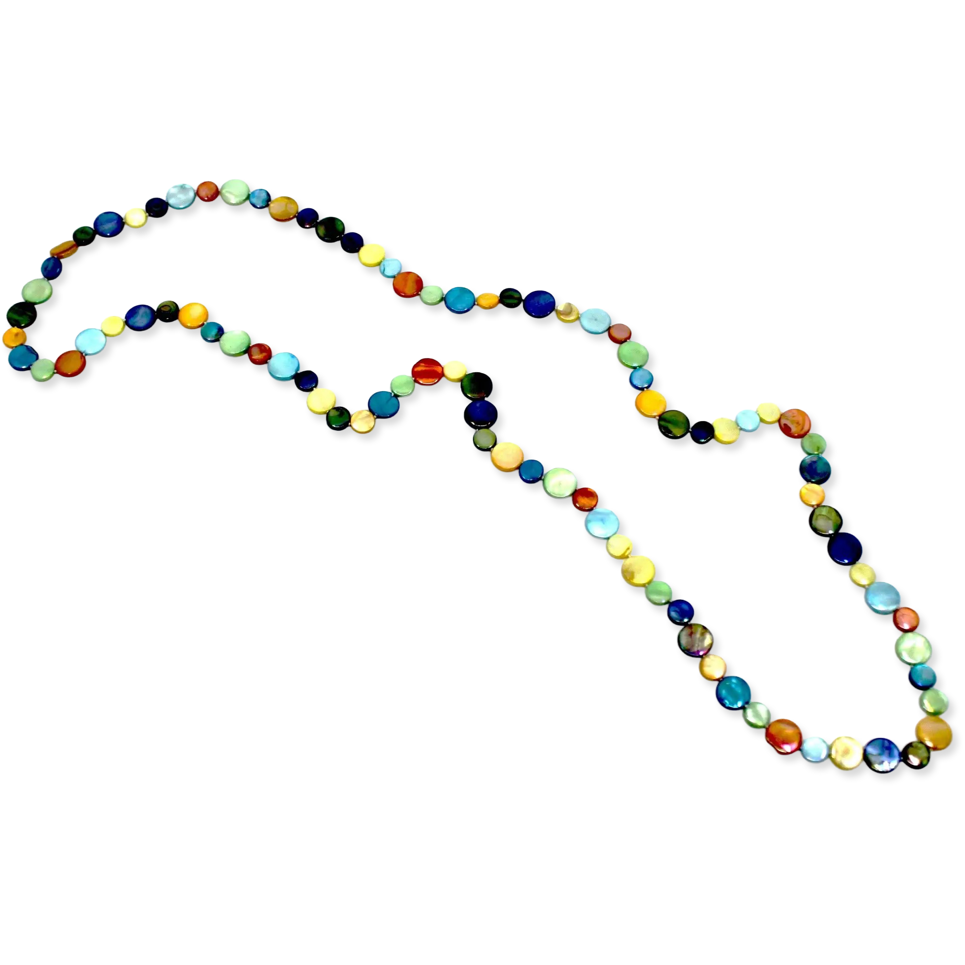 Strand of multi-colored mother-of-pearl beads.