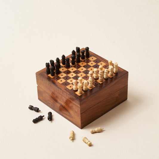 Wooden Mini Travel Chess & Checkers Set - Chrysler Museum Shop