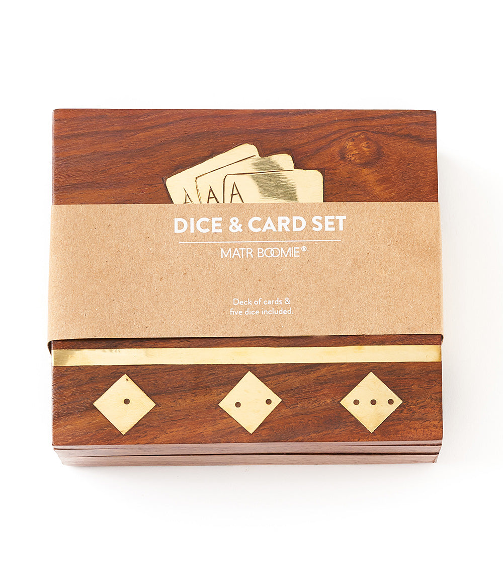 Game Night Set (Wooden Box with Playing Cards & 5 Dice) - Chrysler Museum Shop