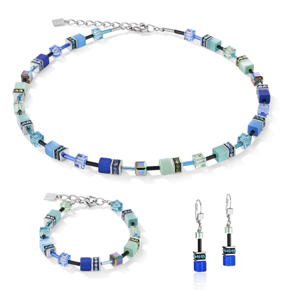 Conjunto de joyería GeoCUBE®: Azul/Verde