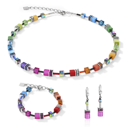 GeoCUBE® Jewelry Set: Rainbow/Silver