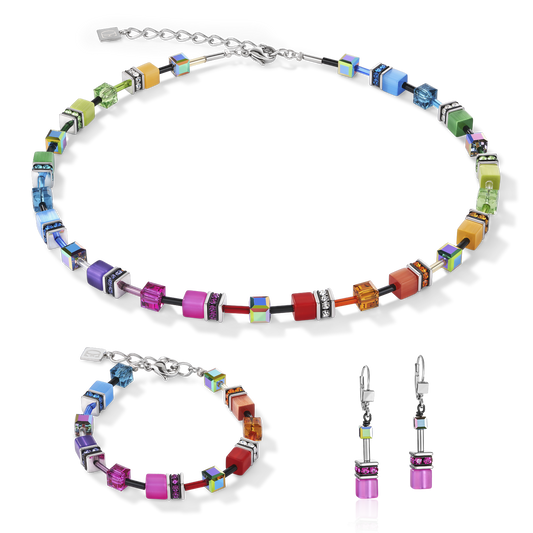 GeoCUBE® Jewelry Set: Rainbow/Silver