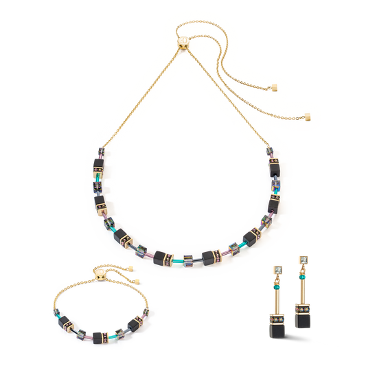 GeoCUBE® Iconic Nature Chain Jewelry Set: Black/Multi