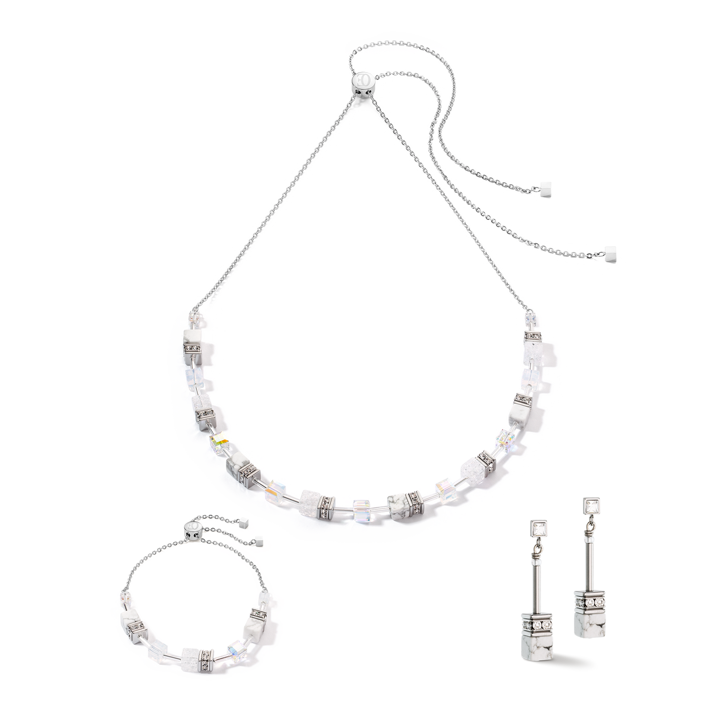 GeoCUBE® Iconic Nature Chain Jewelry Set: White