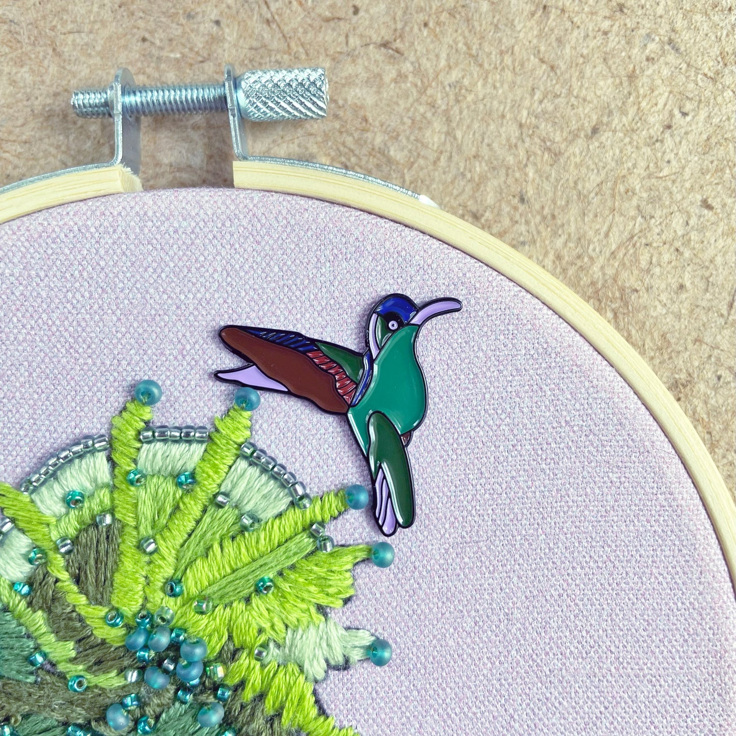 Enamel Needle Minder: Hummingbird