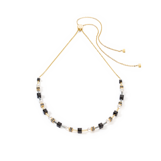 GeoCUBE® Mysterious Cubes & Pearls Necklace: Gold/Black