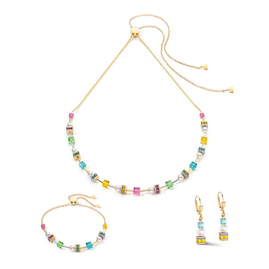 GeoCUBE® Joyful Cubes & Pearls Chain Jewelry Set: Spring