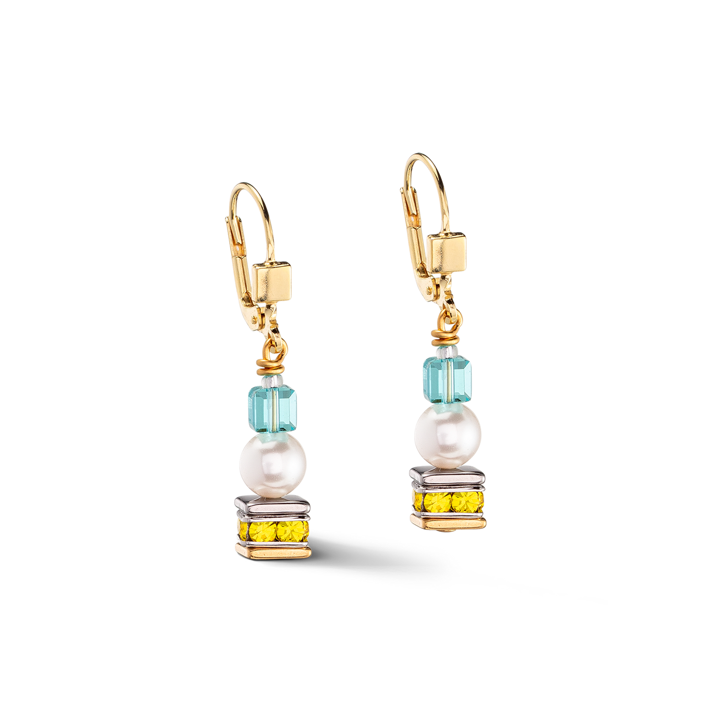 GeoCUBE® Joyful Cubes & Pearls Earrings: Spring