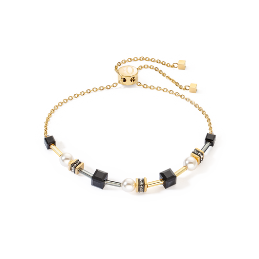 GeoCUBE® Mysterious Cubes & Pearls Bracelet: Gold/Black