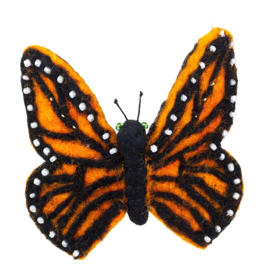 Handmade Wool Monarch Butterfly Ornament