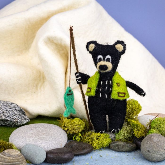 Handmade Wool Ornament: Camp Bear