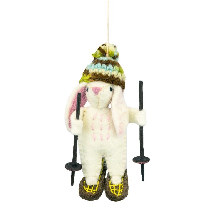Handmade Wool Ornament: Camp Bunny