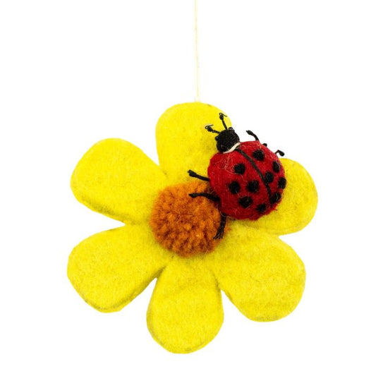 Handmade Wool Ladybug Bloom Ornament