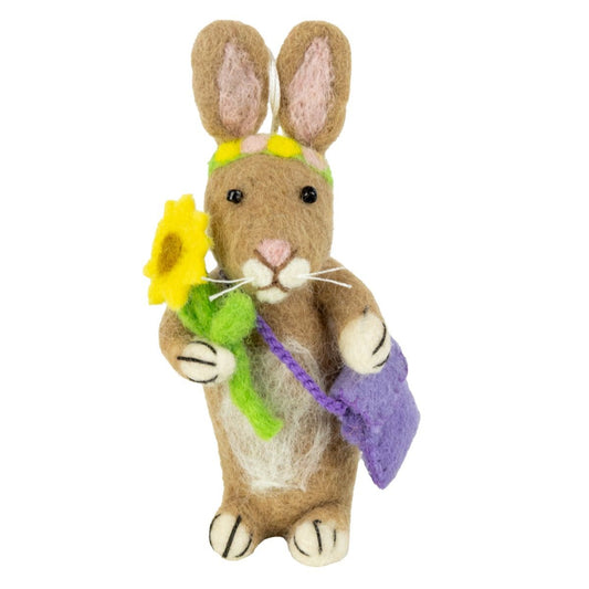 Handmade Wool Felt Foraging Bunny Ornament