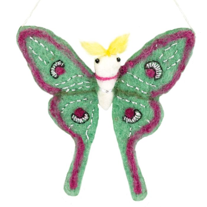 Handmade Wool Luna Moth Ornament