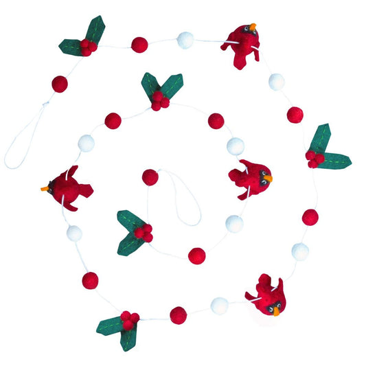 Handmade Wool Felt Cardinal Garland