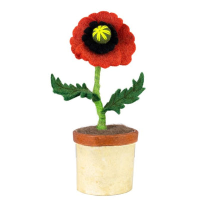 Wool Felt Potted Flower: Poppy