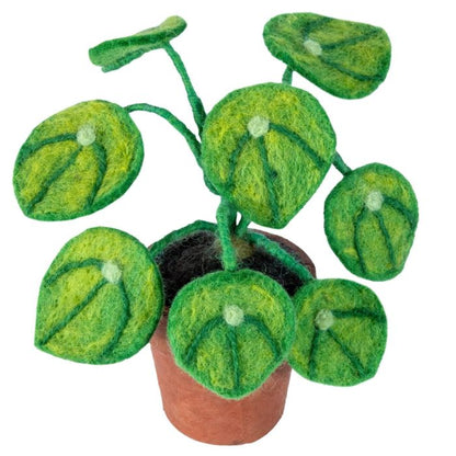 Wool Felt Potted Tropical: Money Plant