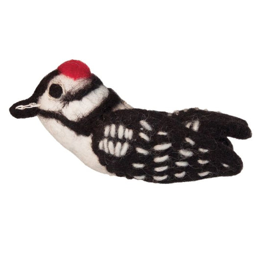 Handmade Wool Ornament: Downy Woodpecker - Chrysler Museum Shop