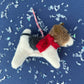 Dog with Red Scarf Tufted Wool Ornament