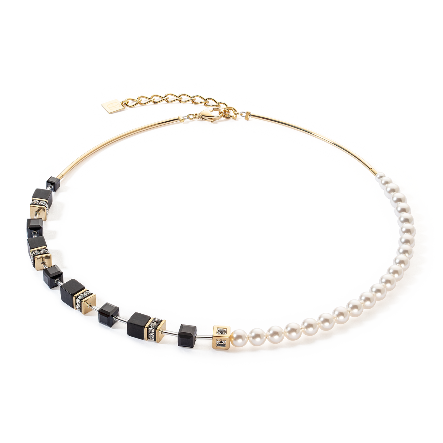 Collar de Perlas Preciosas Fusión GeoCUBE®: Negro/Oro