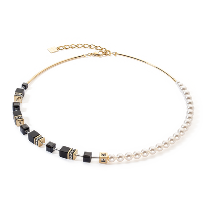 GeoCUBE® Precious Fusion Pearls Necklace: Black/Gold