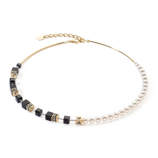 GeoCUBE® Precious Fusion Pearls Halskette: Schwarz/Gold