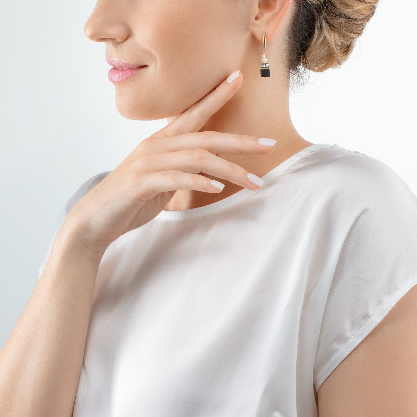 GeoCUBE® Precious Fusion Pearls Earrings: Black/Gold