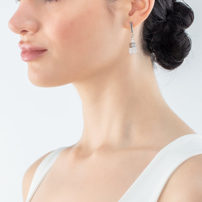 GeoCUBE® Precious Fusion Pearls Ohrringe: Weiß/Silber
